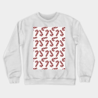 Large Dark Christmas Candy Apple Red Candy Canes on White Crewneck Sweatshirt